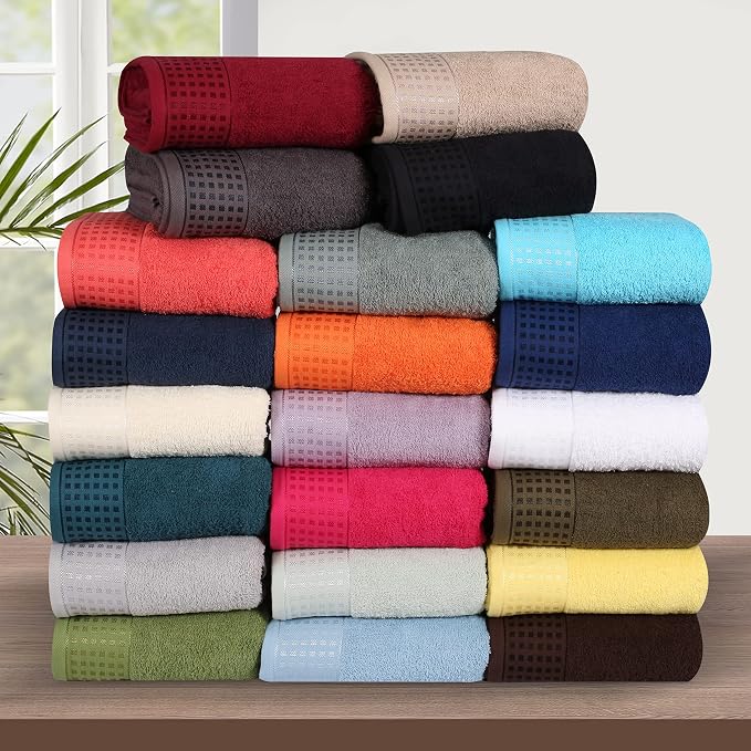 GLAMBURG 100% Cotton 2 Pack Oversized Bath Towel Set 28x55 Inches, Ultra Soft Highly Absorbant Compact Quickdry & Lightweight Large Bath Towels, Ideal for Gym Travel Camp Pool - Mineral Blue
