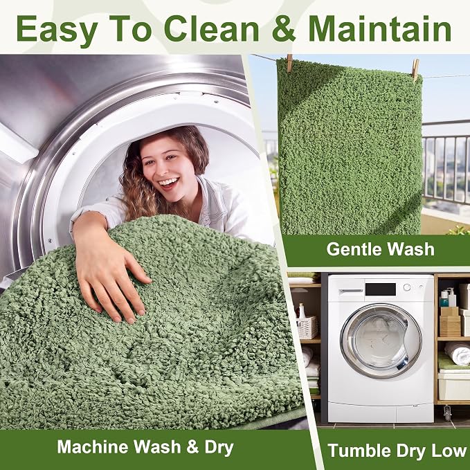 Bathroom Rugs Sets 2 Piece Non Slip Washable Bath Mat Set | Microfiber bath rug set with toilet mats for bathroom , Soft Absorbent toilet rug set TPR Rubber Backed bathroom floor mat