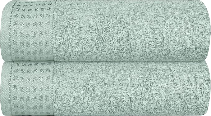 GLAMBURG 100% Cotton 2 Pack Oversized Bath Towel Set 28x55 Inches, Ultra Soft Highly Absorbant Compact Quickdry & Lightweight Large Bath Towels, Ideal for Gym Travel Camp Pool - Sea Green