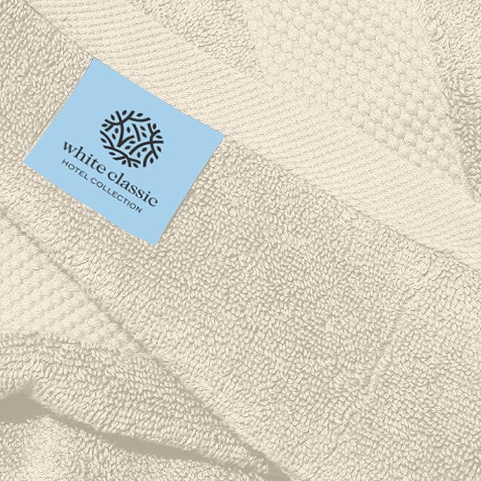 White Classic Luxury Ivory Hand Towels - Soft 100% Turkish Cotton | Highly Absorbent Hotel spa Bathroom Towel Collection | 16x30 Inch | Set of 6