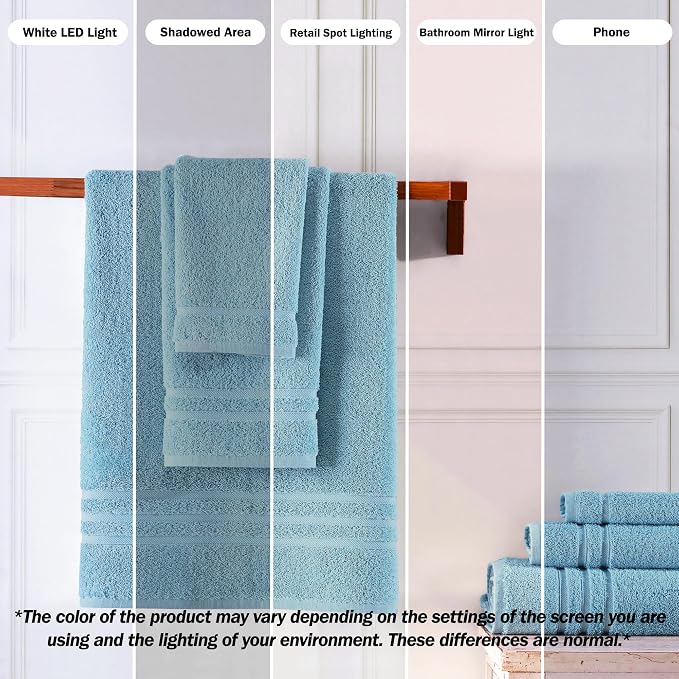Hawmam Linen Light Blue Hand Towels 4 Pack Turkish Cotton Premium Quality Soft and Absorbent Small Towels for Bathroom