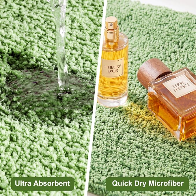 Bathroom Rugs Sets 3 Piece Non Slip Washable Bath Mat Set | Microfiber bath rug set with toilet mats for bathroom , Soft Absorbent toilet rug set TPR Rubber Backed bathroom floor mat