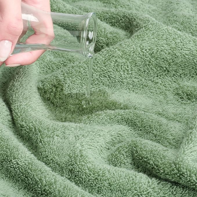 Cotton Paradise Towel Set of 6, 2 Bath Towels, 2 Hand Towels and 2 Washcloths Towels for Bathroom Sets, Green