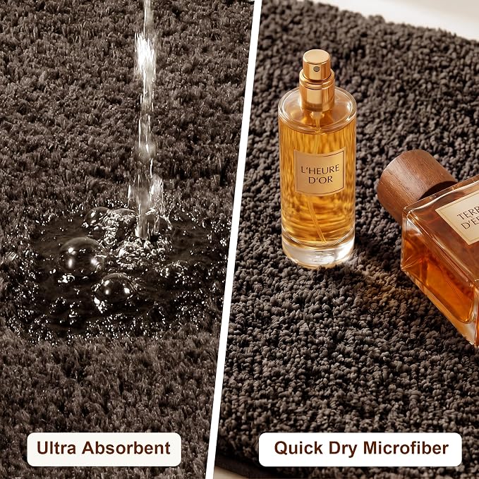 Bathroom Rugs Sets 2 Piece Non Slip Washable Bath Mat Set | Microfiber bath rug set with toilet mats for bathroom , Soft Absorbent toilet rug set TPR Rubber Backed bathroom floor mat