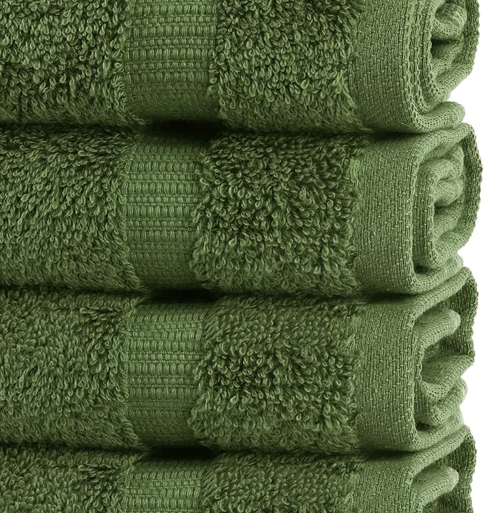 Chakir Turkish Linens 100% Cotton 12-Pack Washcloths 13x13, Moss | 100% cotton washcloths, 12-pack 13x13, OEKO-TEX certified, soft absorbent face towels