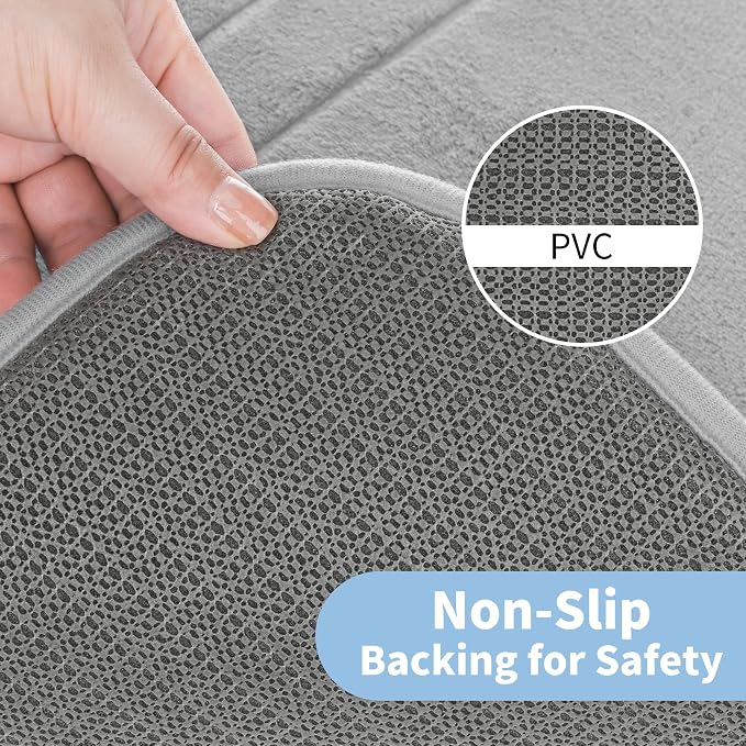 Cupic Cupid Memory Foam Bath Mat 24"×36", Non Slip Bathroom Rugs, Gray | Soft Touch, Cushioned Comfort, Non Slip Bathroom Mat, Super Absorbent & Quick Dry, Machine Washable for Shower, Tub & Vanity