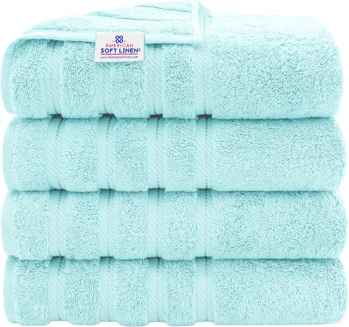 American Soft Linen 100% Cotton Luxury Turkish Towels, 4 PC Bath Towel Set | Soft Absorbent Quick Dry OEKO Tex Standard 100 Certificated Durable Machine Washable Premium Hotel Quality