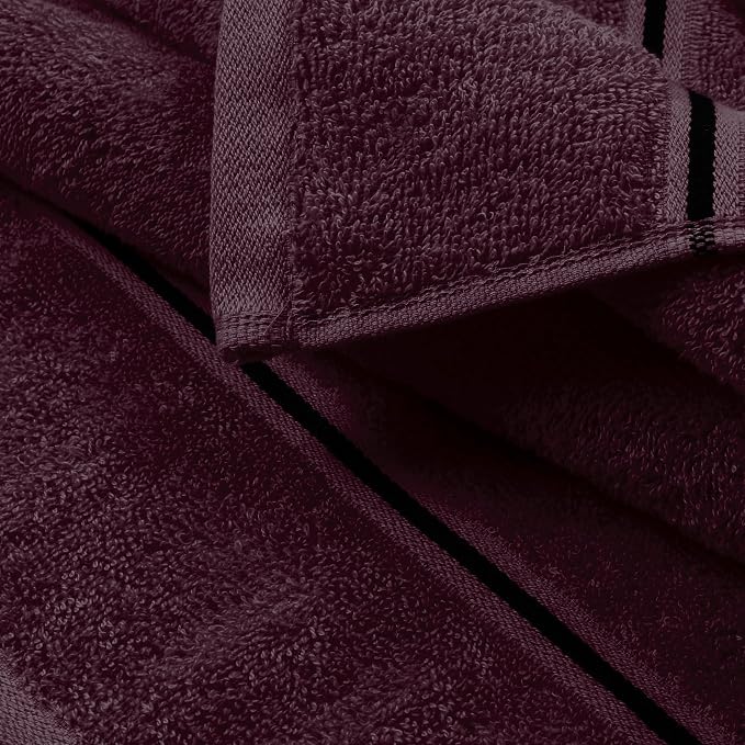 MyOwn Ultra Soft 6 Pack Cotton Towel Set, Contains 2 Bath Towels 28x55 inch, 2 Hand Towels 16x24 inch & 2 Wash Coths 12x12 inch, Ideal Everyday use, Compact & Lightweight - Burgundy