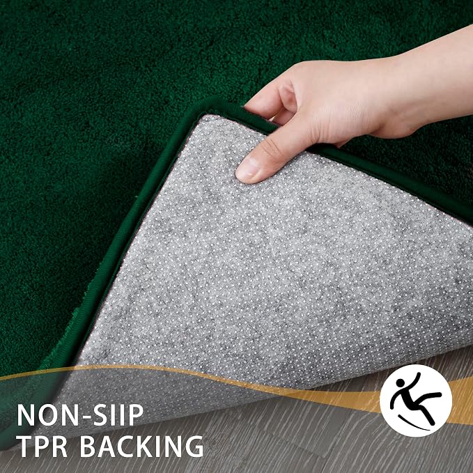 MINIDEAR Bathroom Rugs 24x17 Dark Green - Thick Memory Foam Bath Mat, Ultra Soft & Plush Non-Slip, Quick Dry, Absorbent Washable Floor Microfiber Mat for, Home Decor Accessories