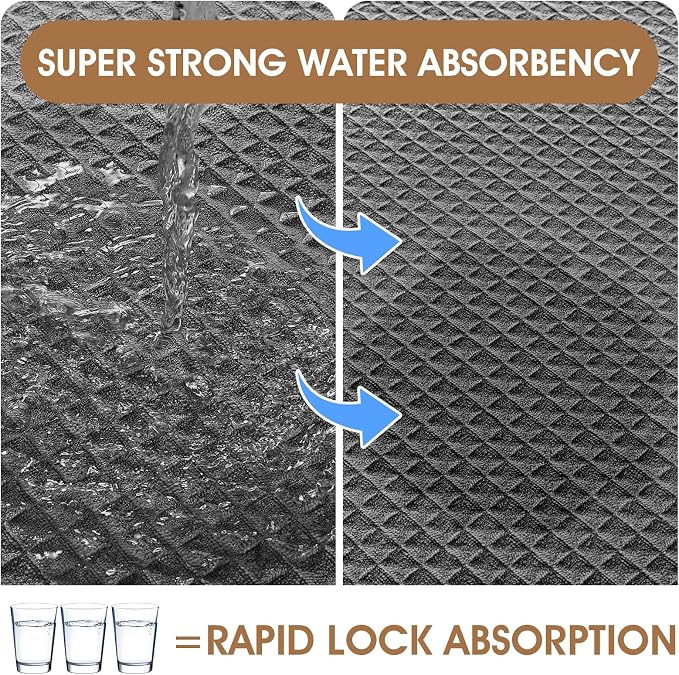 Memory Foam Bath Mat, Ultra Soft Absorbent Waffle Bathroom Rugs, Super Non-Slip PVC Backing Bath Rug Quick Dry, Machine Washable Rug for Tub, Shower, Home Decor Accessory, 24" x 17", Dark Gray