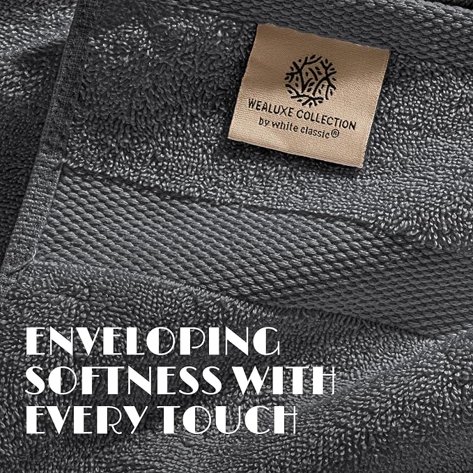 White Classic Gray Hand Towels for Bathroom [12 Pack] Cotton Hand Towel Bulk for Gym, Kitchen and Spa, 16x27 Inches Soft Highly Absorbent Quick Dry Terry Salon Towels