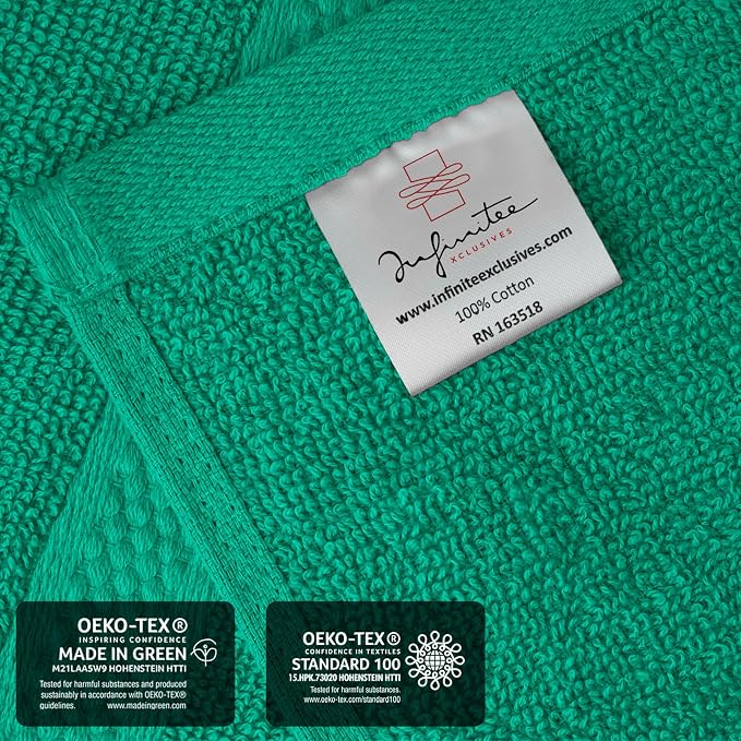 Infinitee Xclusives 100% Cotton Luxury Wash Cloths for Showering - 12 Pack | Washcloths [13x13] - Soft and Absorbent Face Towels for Bathroom Wash Clothes - Gym, Spa & Hotel Use