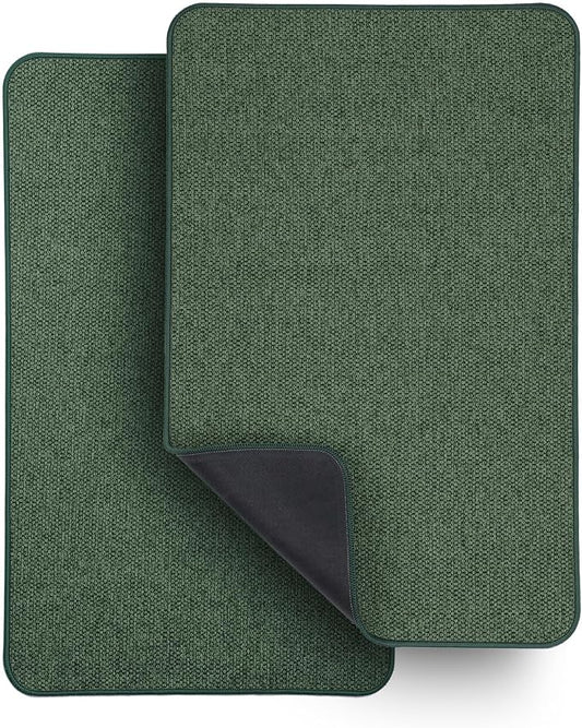 Bath Mat,Ultra Thin Bathroom Rugs,Rubber Bath Mats for Bathroom,Bath rugs | Non Slip,Quick Dry,Machine Washable,Low Pile,Absorbent,Shower Outside,Sink,Bathroom Decor Accessories.Green,17x27Inch(2 Pack)