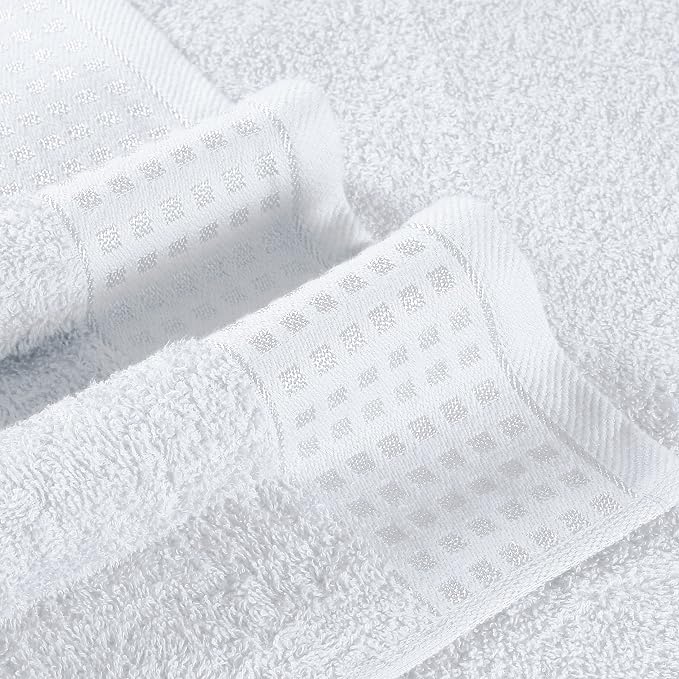GLAMBURG 100% Cotton 2 Pack Oversized Bath Towel Set 28x55 Inches, Ultra Soft Highly Absorbant Compact Quickdry & Lightweight Large Bath Towels, Ideal for Gym Travel Camp Pool - White