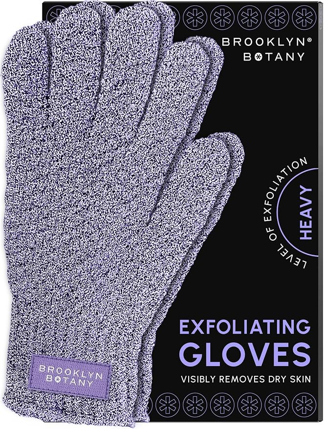 Brooklyn Botany Exfoliating Gloves for Bath and Shower – Heavy Duty Exfoliating Body Scrubber for Massage and Dead Skin Remover for Body – 1 Pair