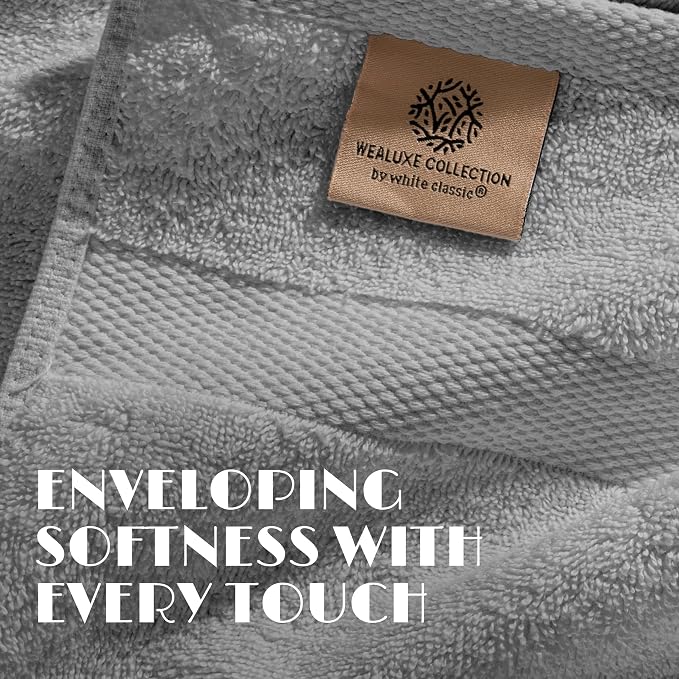 White Classic Light Gray Hand Towels for Bathroom [12 Pack] Cotton Hand Towel Bulk for Gym, Kitchen and Spa, 16x27 Inches Soft Highly Absorbent Quick Dry Terry Salon Towels