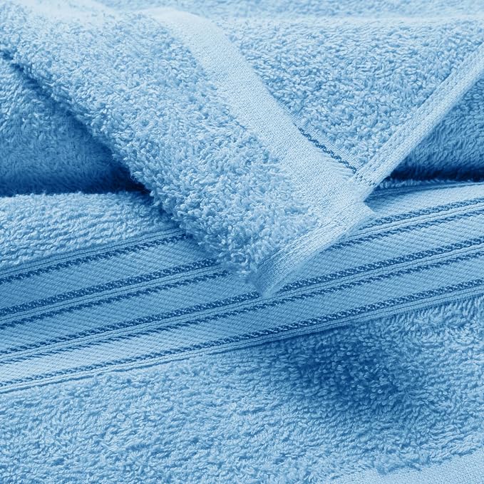 BOUTIQUO Ultra Soft Cotton Washcloths, Contains 12 Piece Face Cloths 12x12 inch, Ideal for Everyday use Face Towels, Compact & Lightweight Multi Purpose Washcloths - Sky Blue