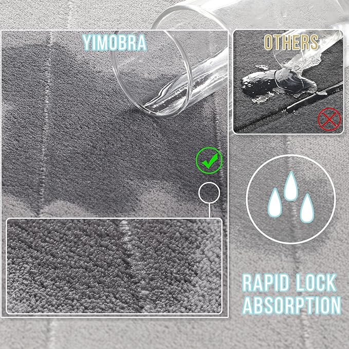 Yimobra Memory Foam Toilet Bath Mat U-Shaped, Commode Contour Rug, Soft and Comfortable, Super Water Absorption, Non-Slip, Thick, Machine Wash and Easier to Dry for Bathroom, 24 X 20 Inches, Grey