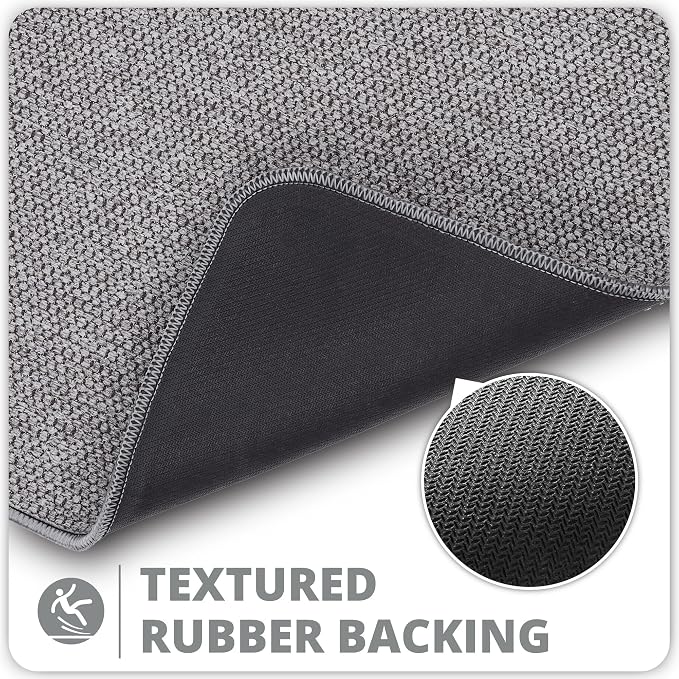 Bosap Bath Mat,Ultra Thin Bathroom Runner Rugs,Large Bath Mats for Bathroom,Quick Dry,Non-Slip,Machine Washable,Low Pile,Bath Rug,Shower Outside,Sink,Home Decor Accessories.Grey,1'5"x2'11"（17x35inch）