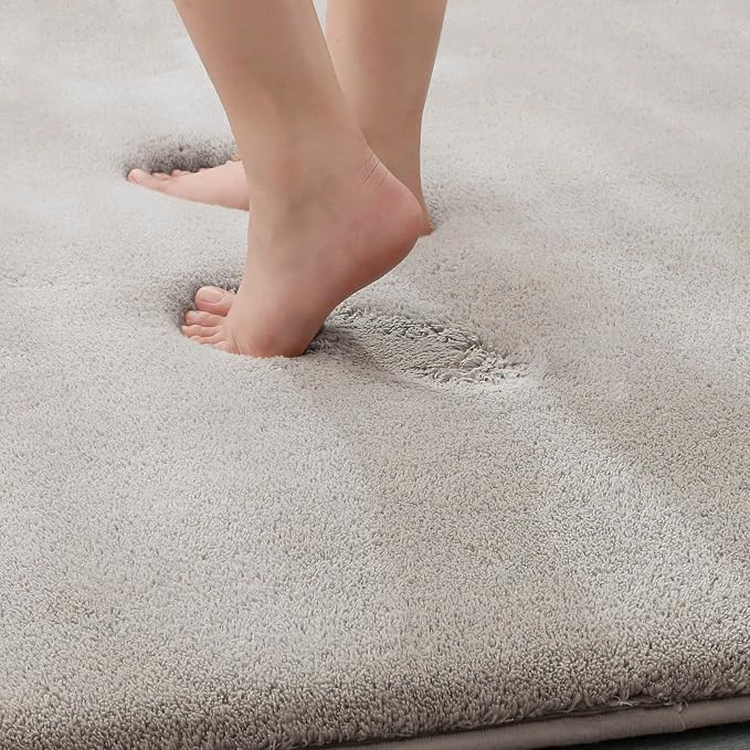 MINIDEAR Bathroom Rugs 36x24 Tan - Thick Memory Foam Bath Mat, Ultra Soft & Plush Fluffy, Non-Slip, Quick Dry, Absorbent Washable Floor Microfiber Mat for Tub, Home Decor Accessories