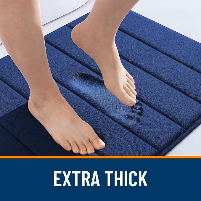 OLANLY Memory Foam Long Bathroom Rugs Runner 59x24, Super Soft Absorbent | Twilight Sapphire, Quick Dry Bath Mat, Machine Washable Shower Floor Rugs, Bathmat Carpet for Bathroom Floor, Tub and Shower