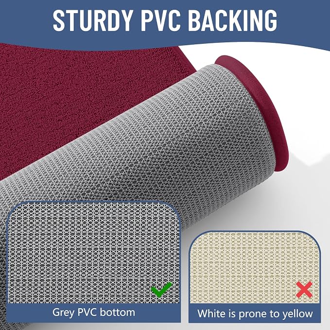 Smiry Memory Foam Bath Mat 72x24, Extra Soft Absorbent Bathroom Rugs | Burgundy Quick Dry, Machine Washable Bath Mats for Bathroom, Shower, Tub and Home Decor Accessories