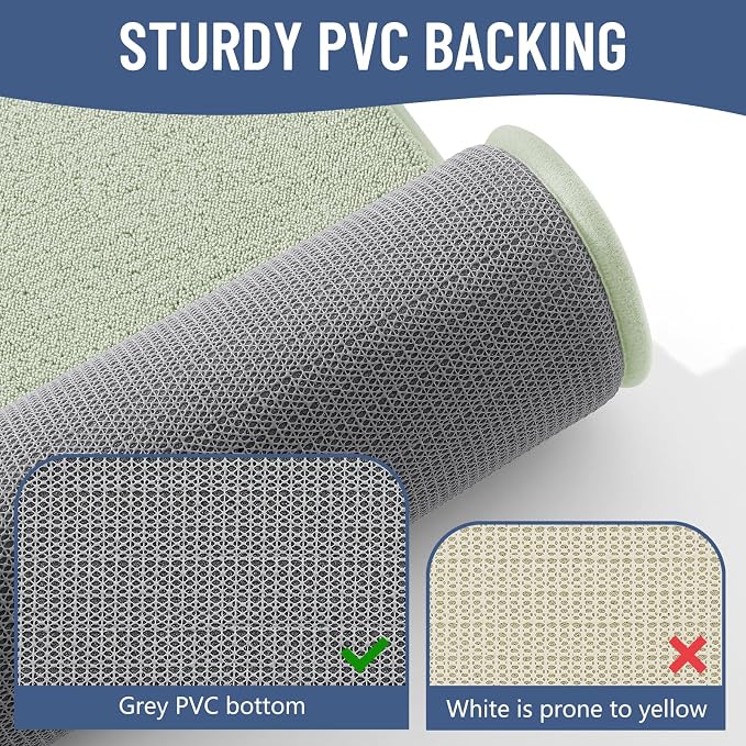 Smiry Memory Foam Bath Mat 71x47, Extra Soft Absorbent Bathroom Rugs | Sage Green Quick Dry, Machine Washable Bath Mats for Bathroom, Shower, Tub and Home Decor Accessories