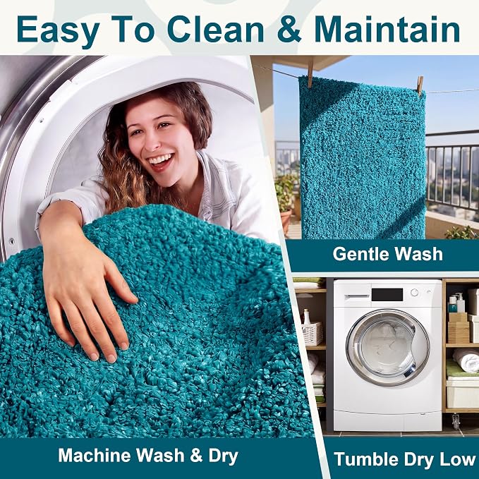 Bathroom Rugs Sets 2 Piece Non Slip Washable Bath Mat Set | Microfiber bath rug set with toilet mats for bathroom , Soft Absorbent toilet rug set TPR Rubber Backed bathroom floor mat