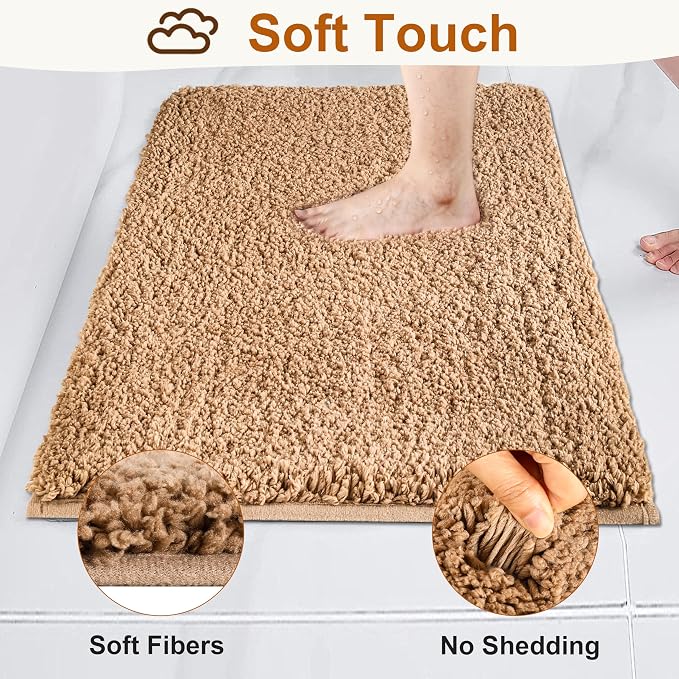 Bathroom Rugs Sets 2 Piece Non Slip Washable Bath Mat Set | Microfiber bath rug set with toilet mats for bathroom , Soft Absorbent toilet rug set TPR Rubber Backed bathroom floor mat
