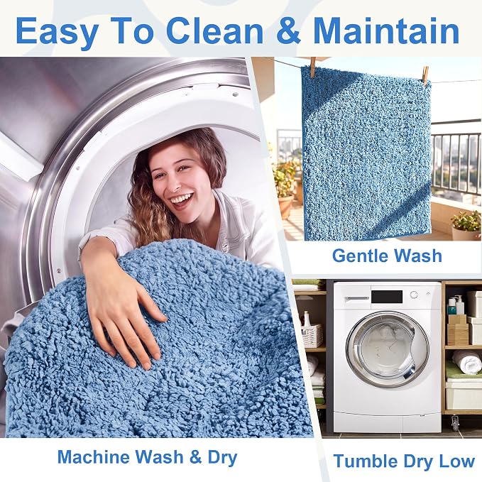 Bathroom Rugs Sets 3 Piece Non Slip Washable Bath Mat Set | Microfiber bath rug set with toilet mats for bathroom , Soft Absorbent toilet rug set TPR Rubber Backed bathroom floor mat