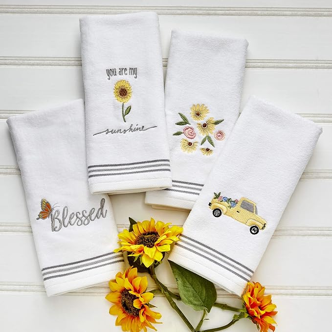 SKL Home by Saturday Knight Ltd. Tossed Flowers Hand Towel (2-Pack), White