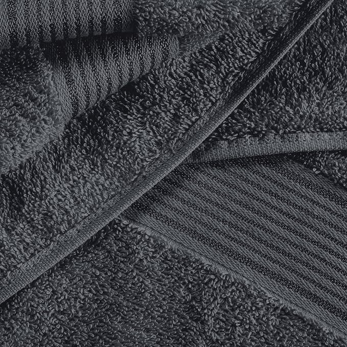 Ultra Soft 6 Pack Cotton Towel Set, Contains 2 Bath Towels 28x55 inch, 2 Hand Towels 16x24 inch & 2 Wash Coths 12x12 inch, Ideal Everyday use, Compact & Lightweight - Charcoal Grey
