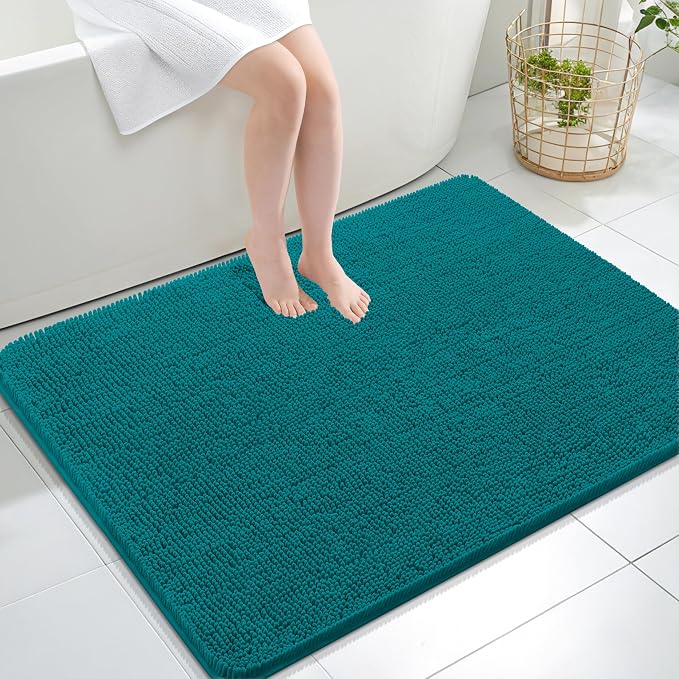 OLANLY Large Bathroom Rugs 40x32, Extra Soft Absorbent Chenille Bath Rugs | Deep Lake, Quick-Drying Rubber Backing, Machine Washable Bath Mat for Bathroom Floor, Tub and Shower, Home Decor Accessories