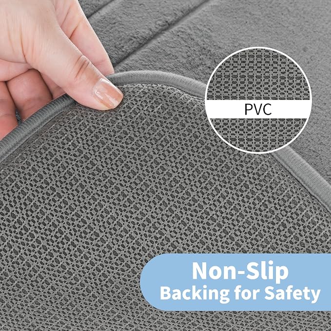 Cupic Cupid Memory Foam Bath Mat 24"×16", Non Slip Bathroom Rugs, Deep Gray | Soft Touch, Cushioned Comfort, Non Slip Bathroom Mat, Super Absorbent & Quick Dry, Machine Washable for Shower, Tub & Vanity