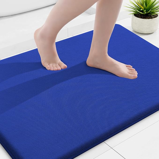 Smiry Memory Foam Bath Mat 36x24, Extra Soft and Absorbent Bathroom Rugs | Royal Blue, Quick Dry Machine Washable Non-Slip Bath Mat for Bathroom Floor, Shower and Tub