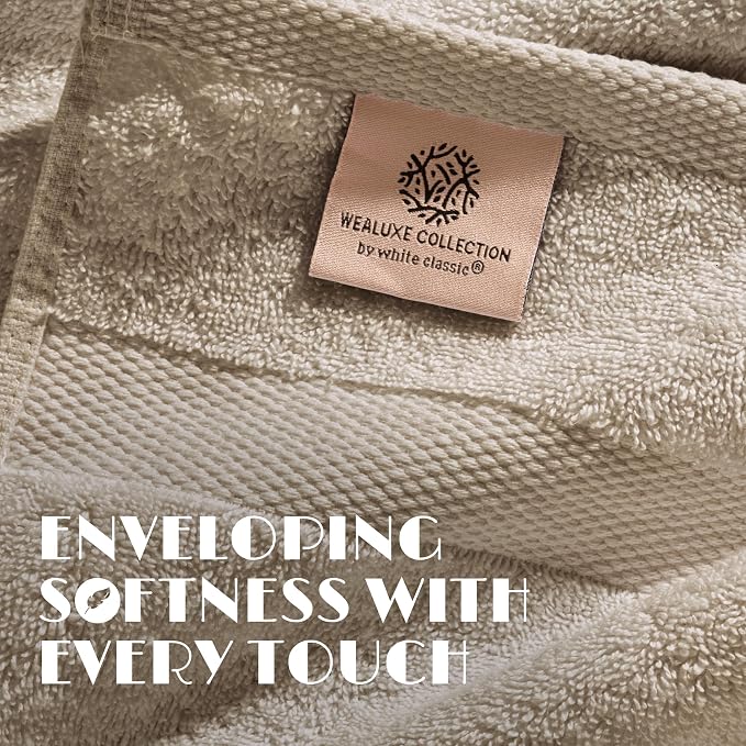 White Classic Taupe Hand Towels for Bathroom [12 Pack] Cotton Hand Towel Bulk for Gym, Kitchen and Spa, 16x27 Inches Soft Highly Absorbent Quick Dry Terry Salon Towels