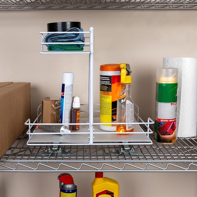 Household Essentials White Steel Double-Tier Pantry Organizer