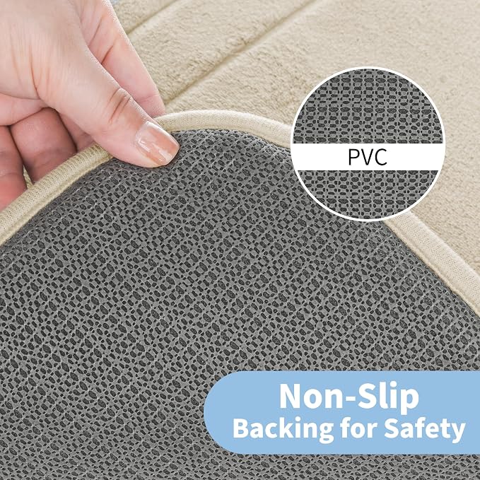 Cupic Cupid Memory Foam Bath Mat 24"×36", Non Slip Bathroom Rugs, Khaki | Soft Touch, Cushioned Comfort, Non Slip Bathroom Mat, Super Absorbent & Quick Dry, Machine Washable for Shower, Tub & Vanity