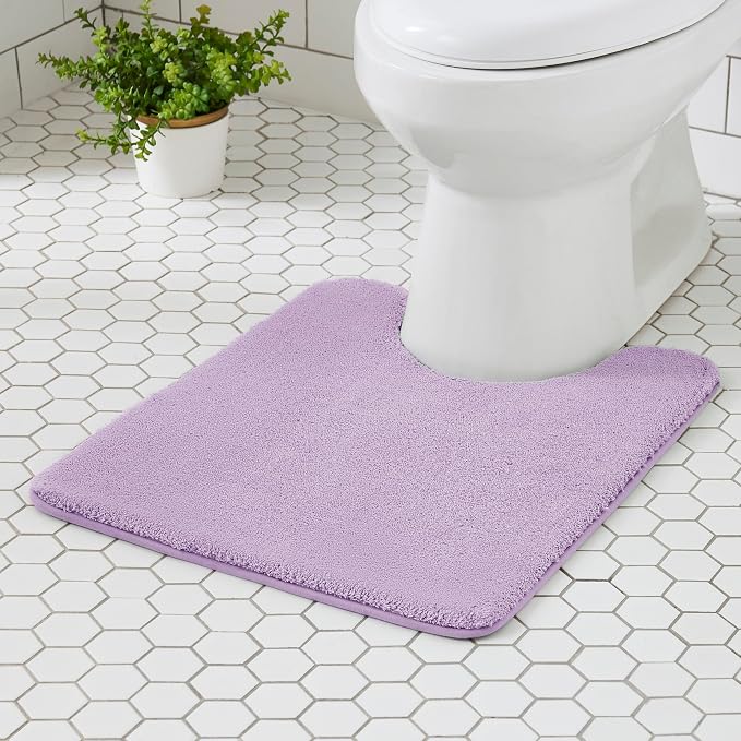 MINIDEAR Toilet Rugs 24x20 - U Shaped Purple Thick Memory Foam Contour Rugs,Ultra Soft & Plush Fluffy, Non-Slip, Quick Dry, Absorbent Washable Floor Microfiber Mat for Home Decor Accessories