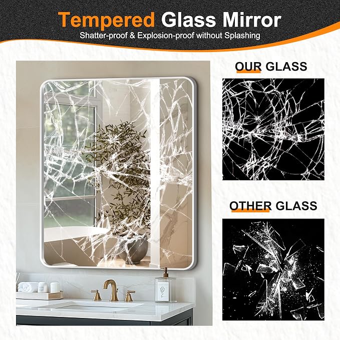 Delma Bathroom Vanity Mirror, Silver Framed Mirror for Over Sink, 36x30 | HD glass, distortion-free for makeup and grooming, Sturdy frame, all mounting hardware, hangs horizontal or vertical