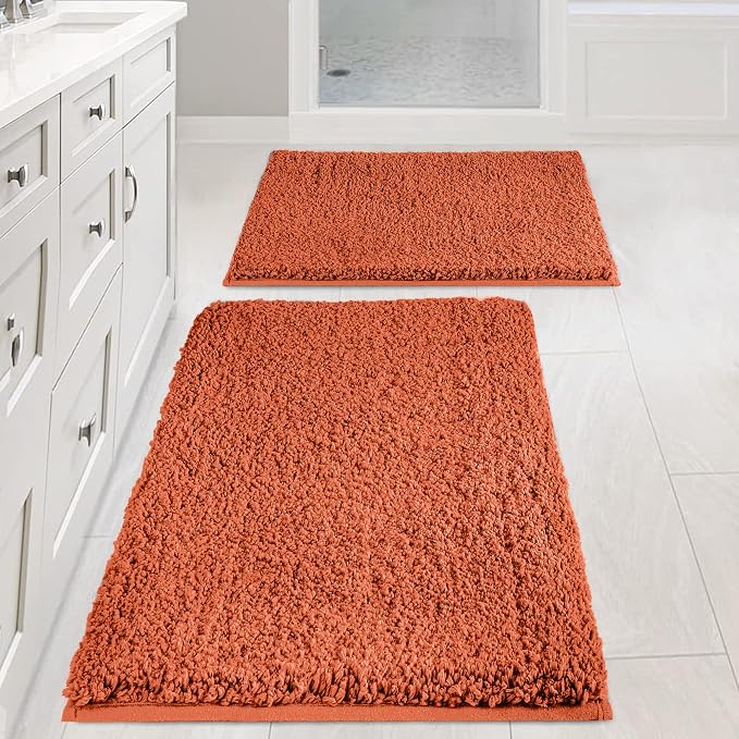 Bathroom Rugs Sets 2 Piece Non Slip Washable Bath Mat Set | Soft Absorbent bathroom mat set Microfiber bathroom floor mat Rubber Backed bath rug set for Floor, Tub and Shower