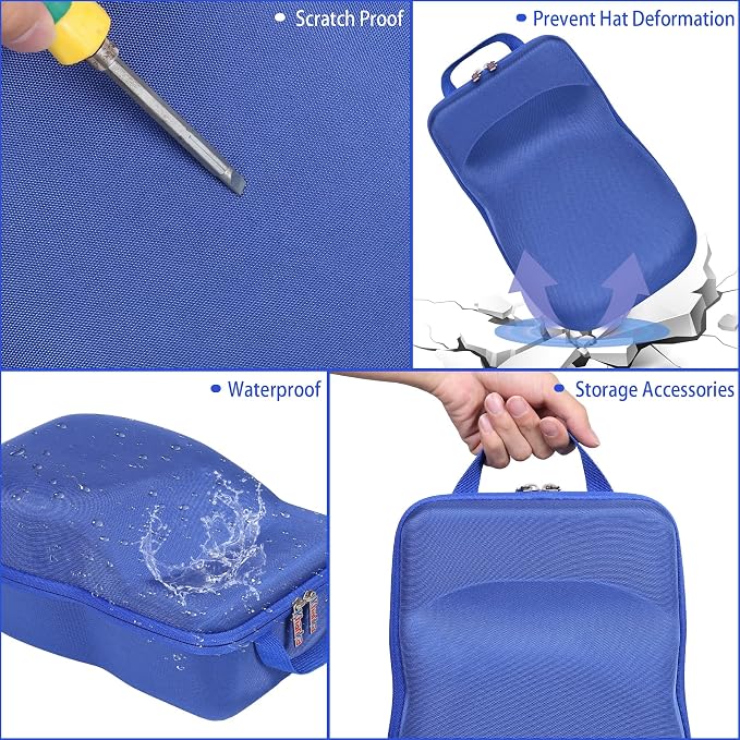 khanka Hard Storage Carrying Case Compatible with Baseball Caps This Organizer Holder Protects up to 8 Hats (Blue)