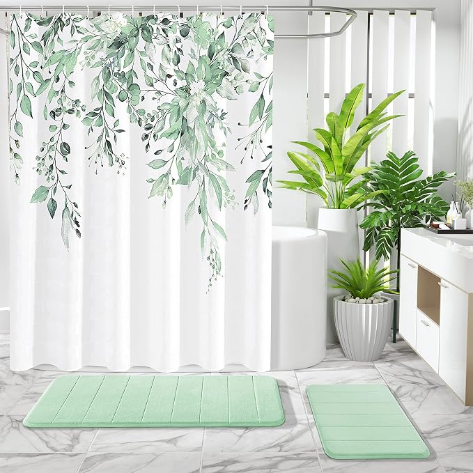 Yimobra Memory Foam Bath Mat, Super Soft Absorbent Bathroom Rug Non Slip, Quick Dry, Machine Washable Floor Carpet for Tub Shower, Home Decor Accessories, 24x17, Pale Green