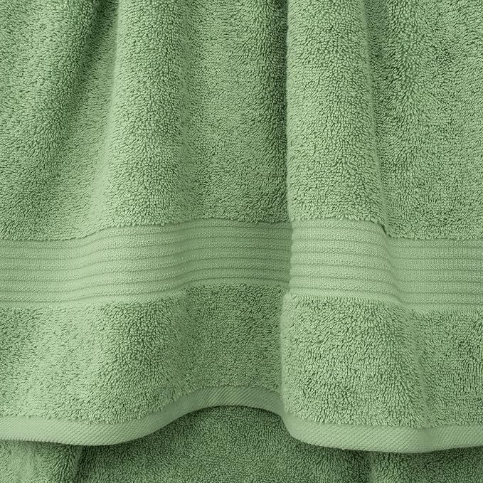 Cotton Paradise Towel Set of 6, 2 Bath Towels, 2 Hand Towels and 2 Washcloths Towels for Bathroom Sets, Green