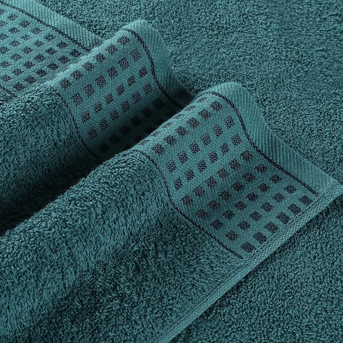 GLAMBURG 100% Cotton 2 Pack Oversized Bath Towel Set 28x55 Inches, Ultra Soft Highly Absorbant Compact Quickdry & Lightweight Large Bath Towels, Ideal for Gym Travel Camp Pool - Teal