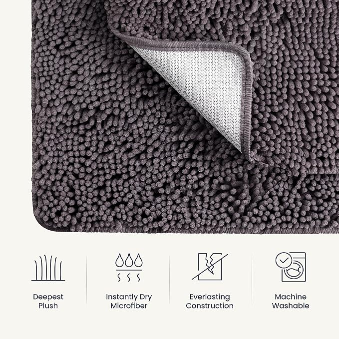 BELADOR Bathroom Rugs Sets 2 Piece- Plush Bath Mat Set Quick-Dry Soft Chenille Mat with Rubber Backing, Absorbent Rug Set, Washable Bath Rugs - Bath Mats 24x17 + 30x20