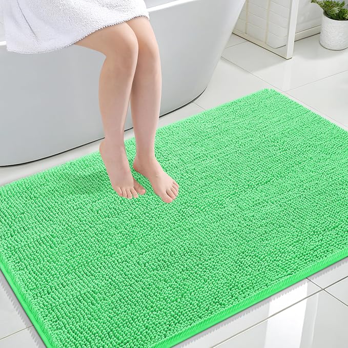 OLANLY Large Bathroom Rugs 44x32, Extra Soft Absorbent Chenille Bath Rugs | Mint Green, Quick-Drying Rubber Backing, Machine Washable Bath Mat for Bathroom Floor, Tub and Shower, Home Decor Accessories