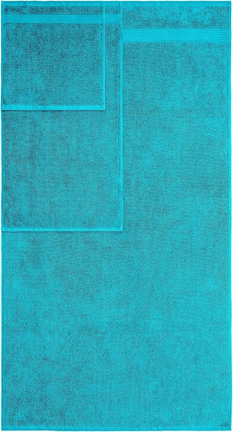 American Veteran Towel, 6 Piece Towel Set for Bathroom, 100% Cotton Turkish Bathroom Towels, 2 Bath Towels 2 Hand Towels 2 Washcloths, Aqua Blue