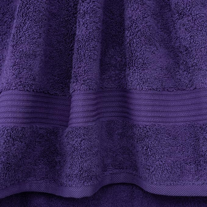 Cotton Paradise 100% Cotton Turkish Towel Set, Soft Absorbent Quick Dry, 4 Piece Bath Towel Set, Violet Purple