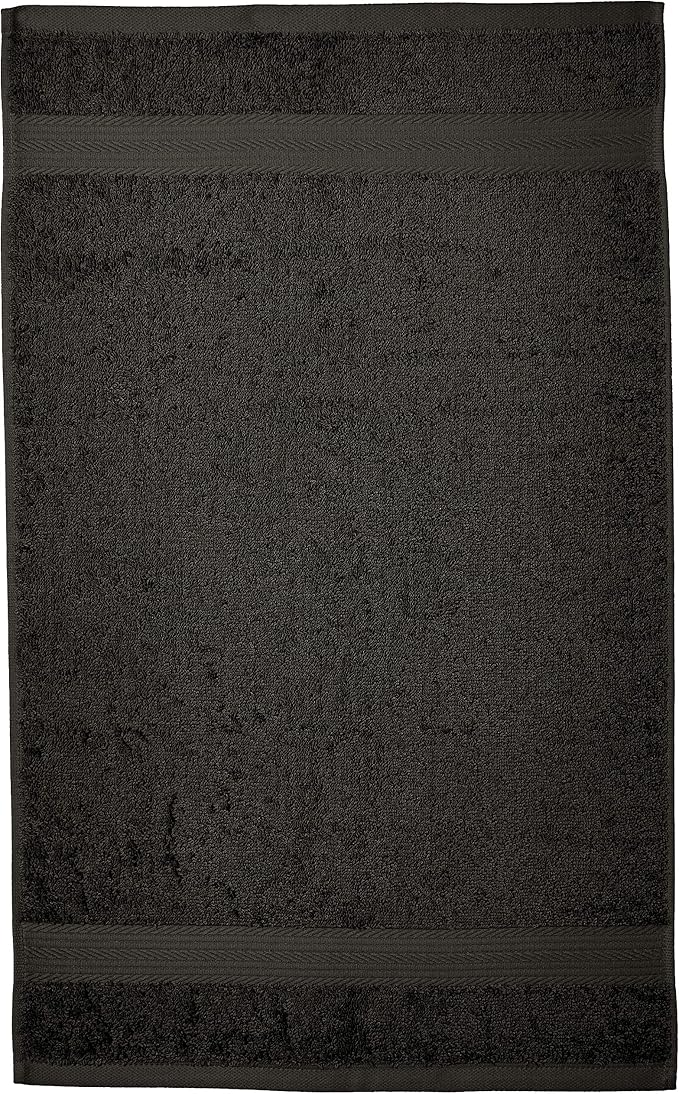 Amazon Basics Fade-Resistant 100% Cotton Washcloth for Face and Body, Soft Absorbent, 26" x 16", Black, 6-Pack